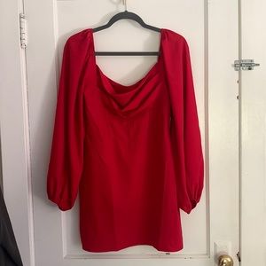 Princess Polly Lillie long sleeve mini dress red